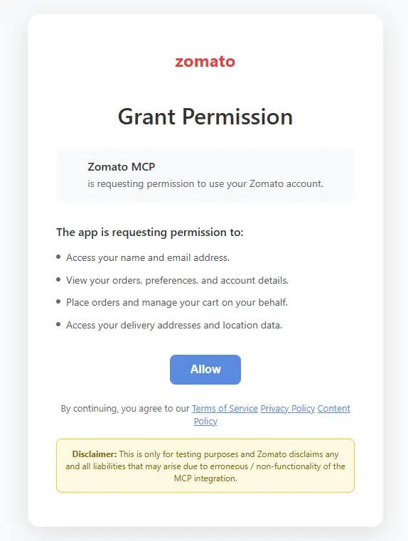 Zomato MCP Servr